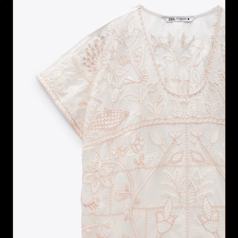 Zara embroidery flowy cotton dress - Picture 5 of 9
